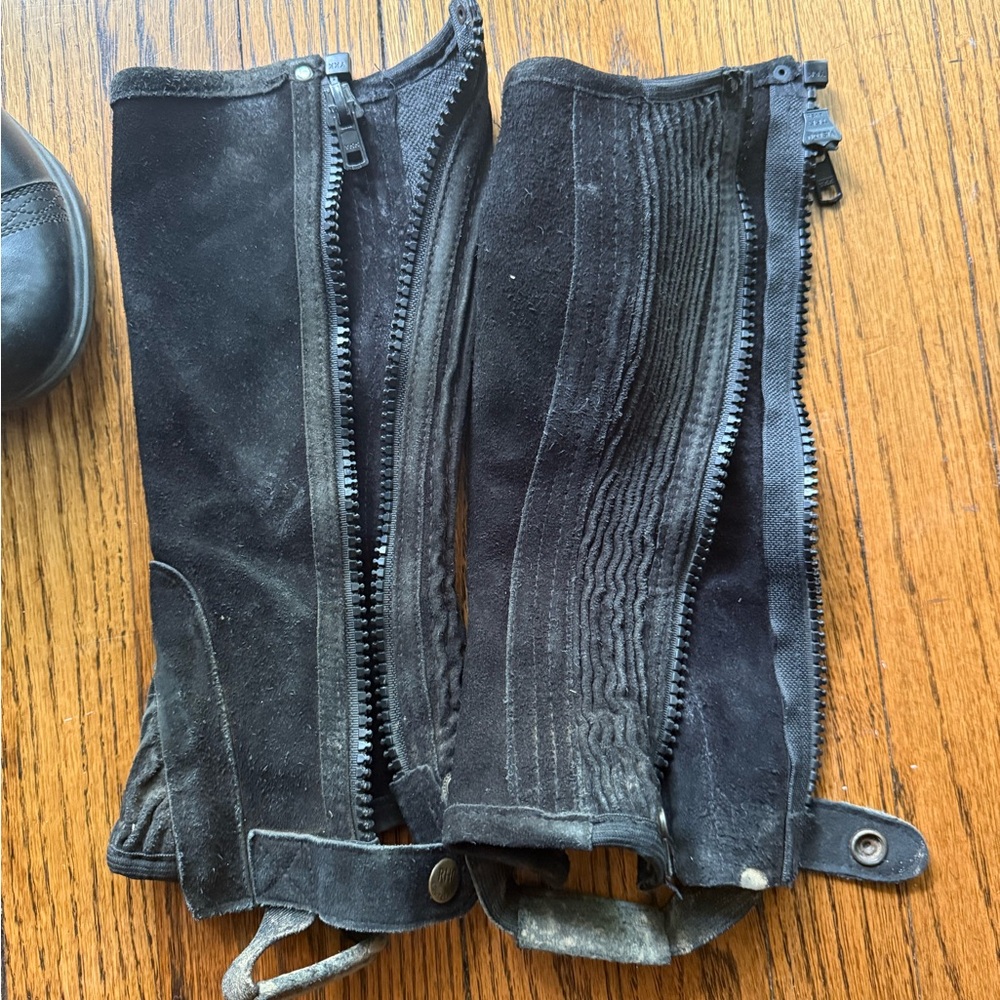 Moretta kids horseback riding shoes and half chaps, size 2 - Picture 2 of 8